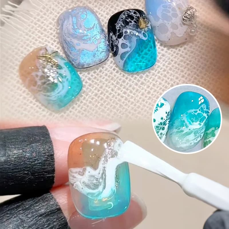 Multi-color sea wave glue smudge liquid manicure bubble hole glue quick smudge marble sea wave glue manicure nail polish glue