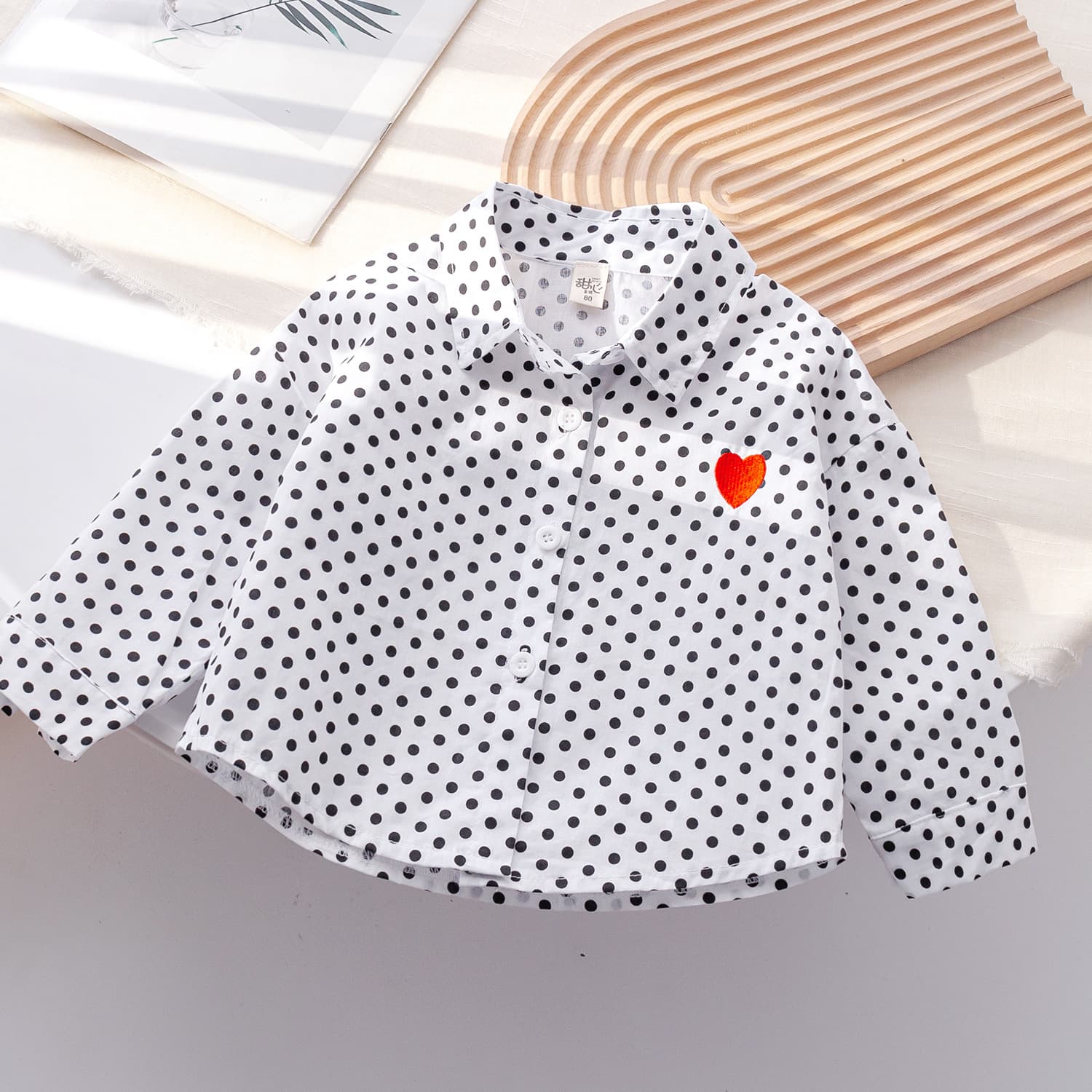 Sweet Daddy Girl's Trendy Blouse Spring New Korean Style Polka Dot Shirt Children's Spring Long Sleeve Top
