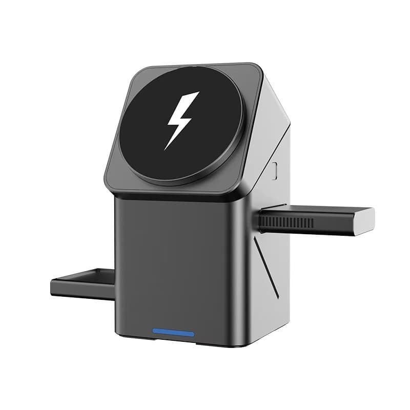 Cube Rotating 15W Magnetic Wireless Charging Stand, 3-in-1 Charger for Apple Earphones, Watch, and Phone