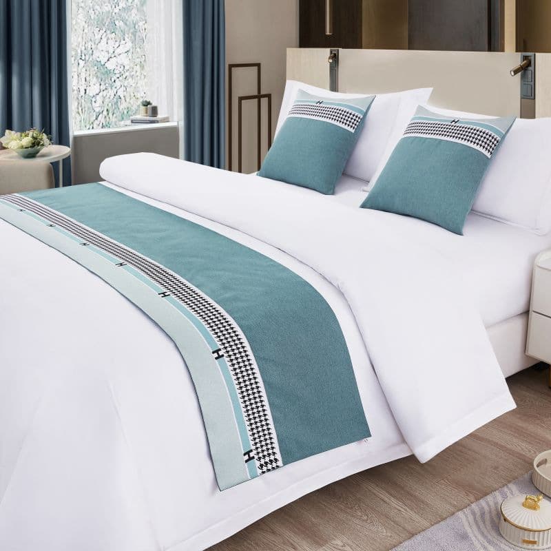 Five-star hotel printed bed runner, modern minimalist guesthouse bed runner, bed runner mat, light luxury double-sided bed sheet
