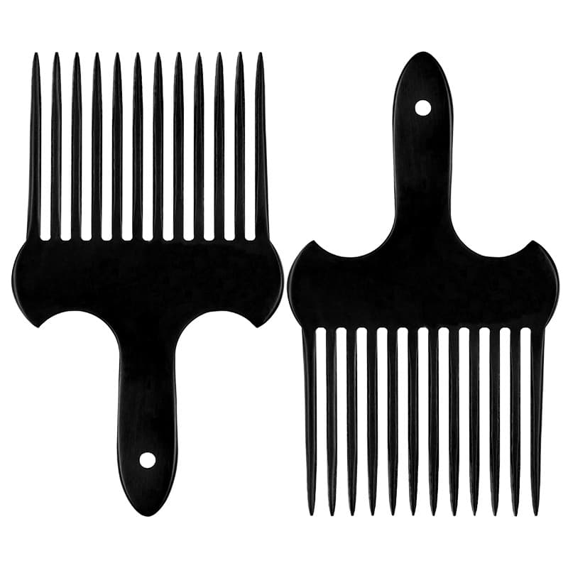 Wide-Tooth Comb for Pompadour, Texture Fork Comb, Hot Tool Compatible, Black Hair Rubber Curl Brush, Trending Men's Hair Oil Comb