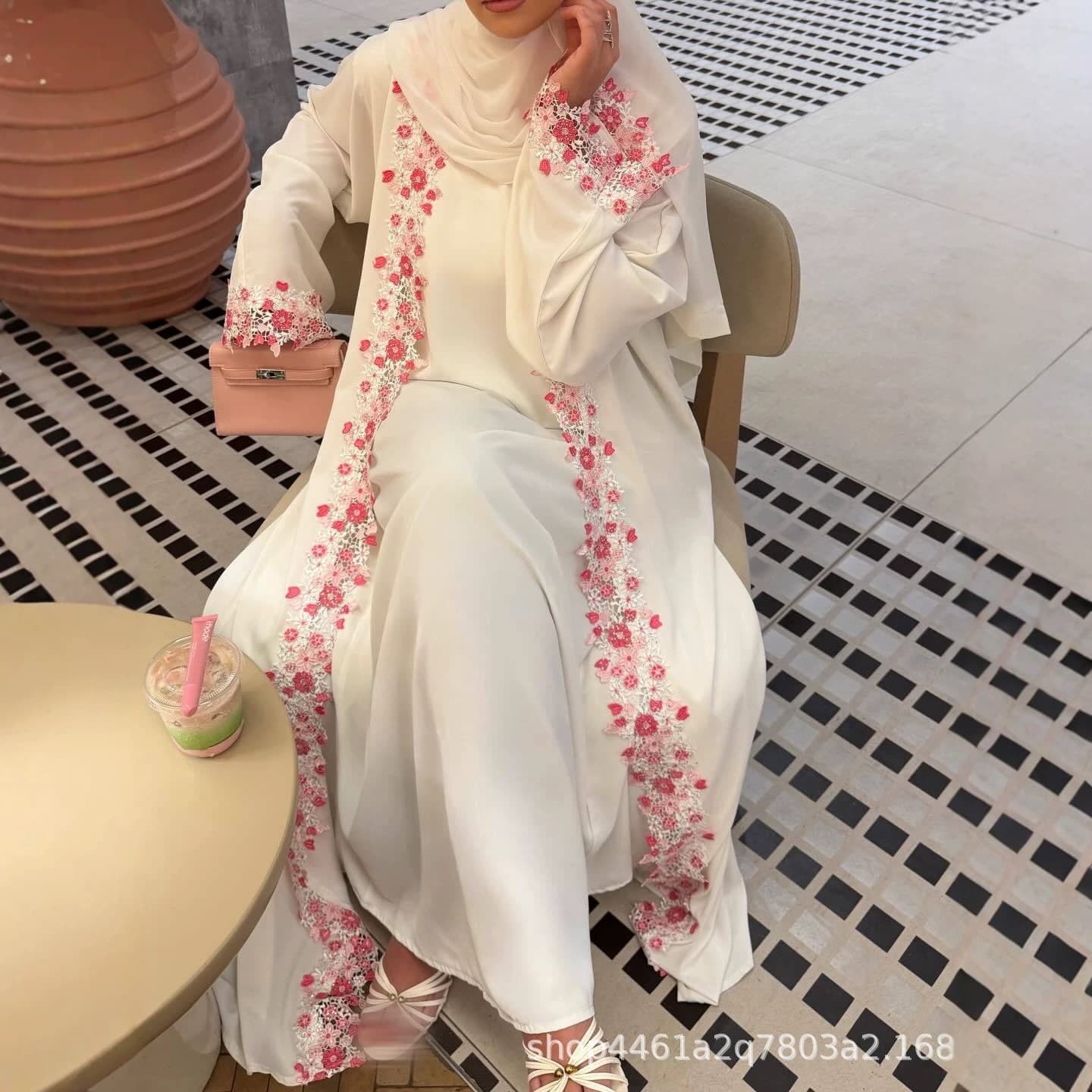 AliExpress Embroidered Cardigan Dress New Style 3D Floral Embroidery Dress Robe Two-Piece Set