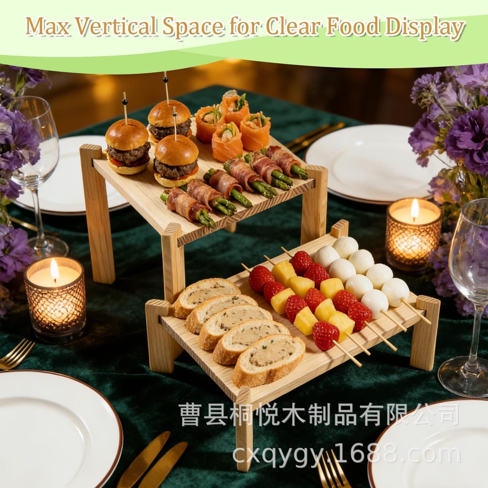 Wooden Dessert Display Tray, Multifunctional Party Decoration Fruit Cake Plate, Hotel Buffet Storage Base Stand