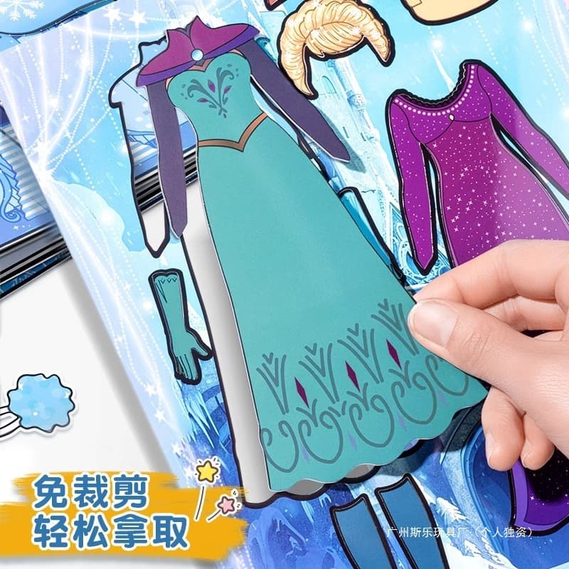 Dress-up stickers for girls aged 3 to 6, 3D pop-up mermaid stickers, Elsa princess quiet book
