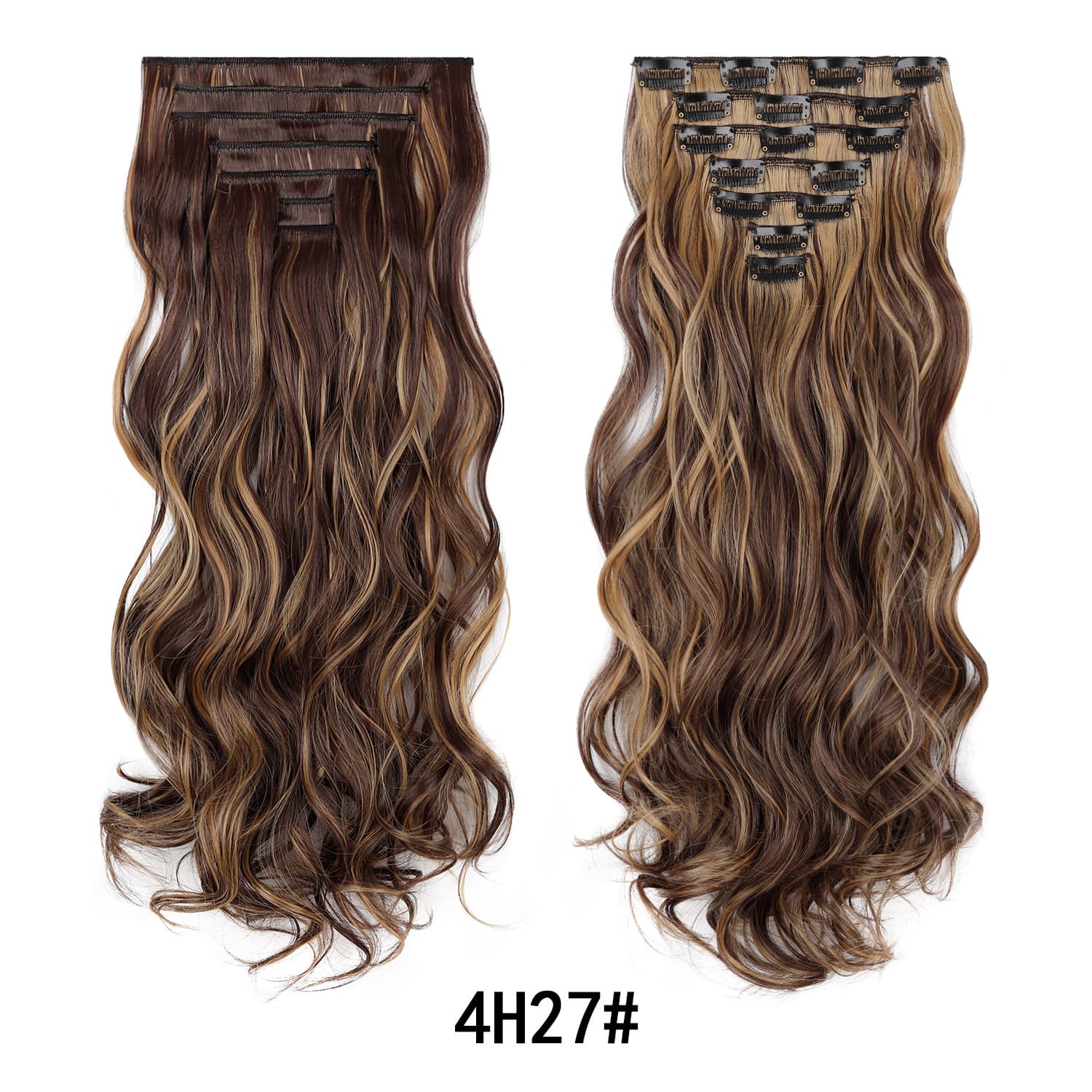 Cross-Border Clip Hair 7-Piece Set Extension Piece 16-Clip Women Synthetic High-Temp Fiber Wig Long Curly Hair 7-Piece Set