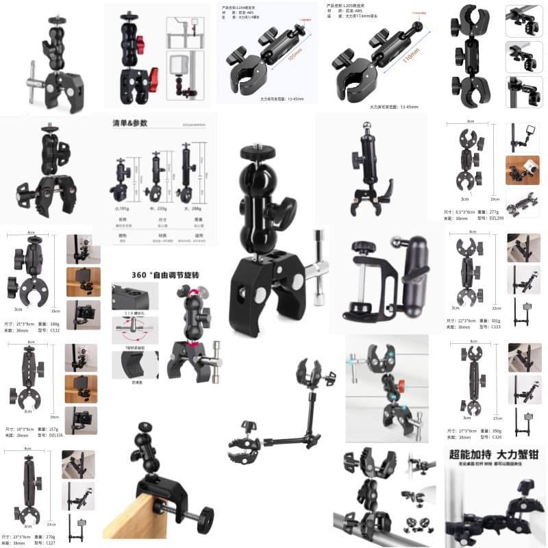 Double-head universal clamp pea pod mobile phone sports camera selfie stick fixed accessories riding crab claw clamp bracket