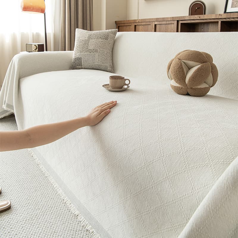 Herringbone Chenille Solid Color Sofa Cover Throw Blanket Sofa Slipcover Cushion Cover All-Season Universal