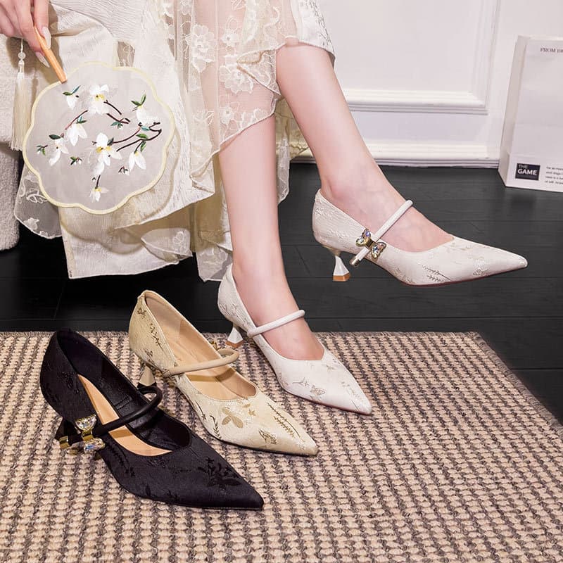 French Style One-Strap High Heels for Women, Thin Heel 2025 New Arrival Mary Jane Shoes, Spring and Autumn Shallow Mouth Single Shoes
