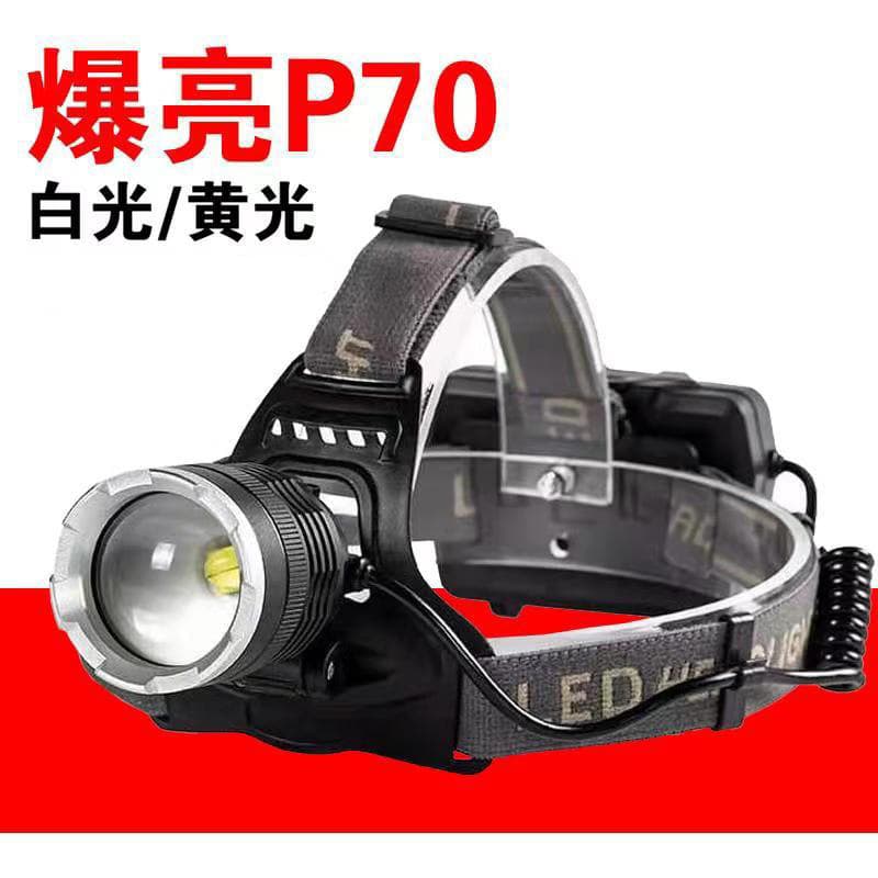 P50 zoom headlight strong light charging ultra-bright head-mounted flashlight outdoor long-range miner's lamp household led fishing T6 lamp