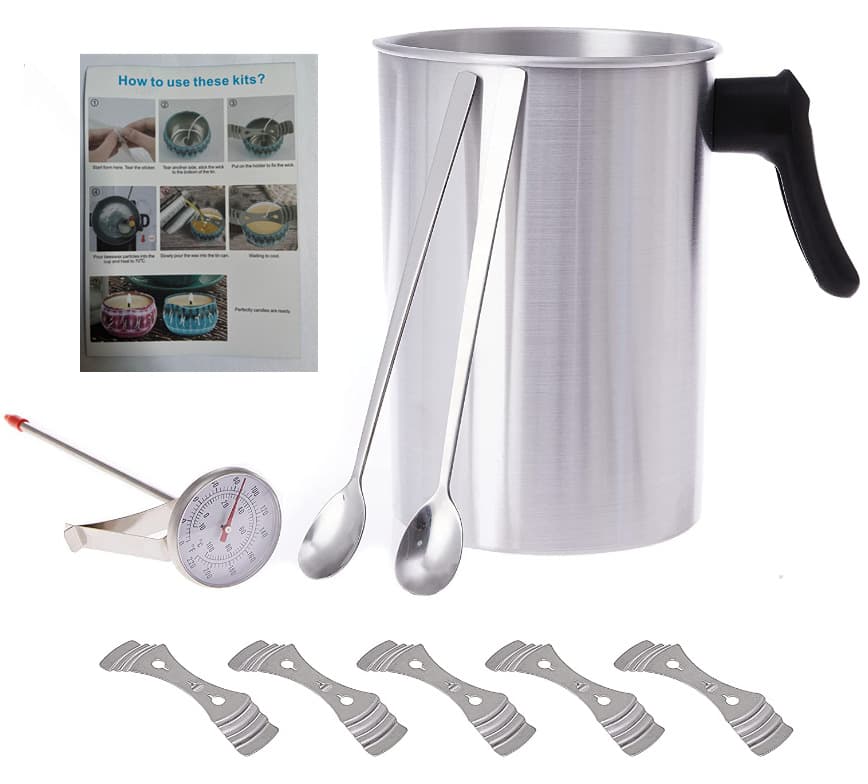 Candle Wax Melting Pot with Thermometer, Pouring Pot Holds 4 lbs of Wax - Candle Making Kit Tool