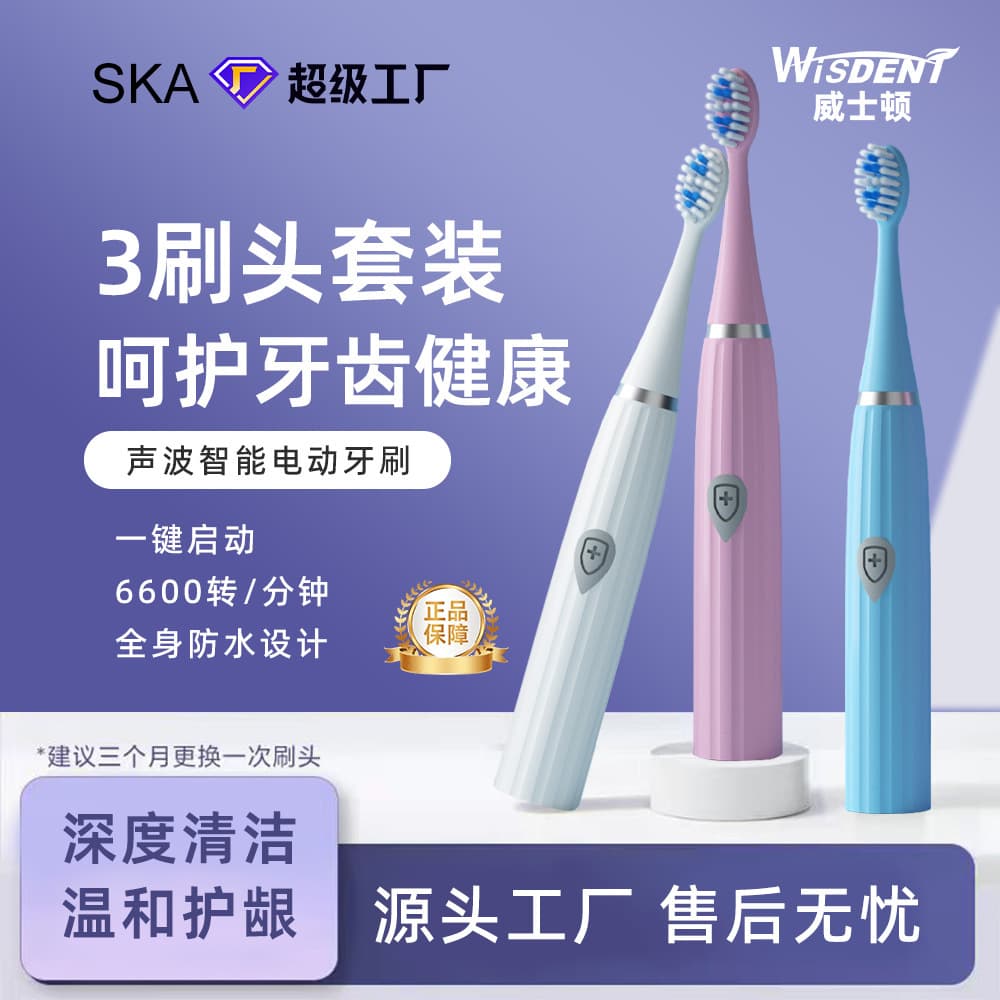 Wholesale of Wisdent adult electric toothbrushes with soft bristles, charging, and family sets.