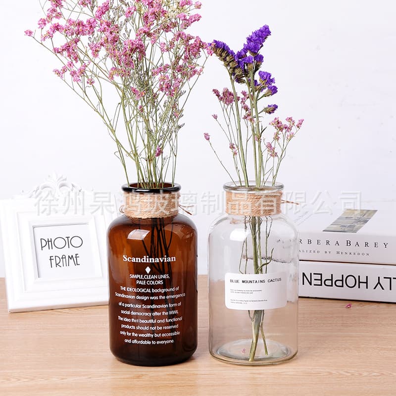 Nordic Tea Transparent Flower-arranging Bottled Hydroponic Vase Flowers Glass Vase Home Decoration Flower Ornaments