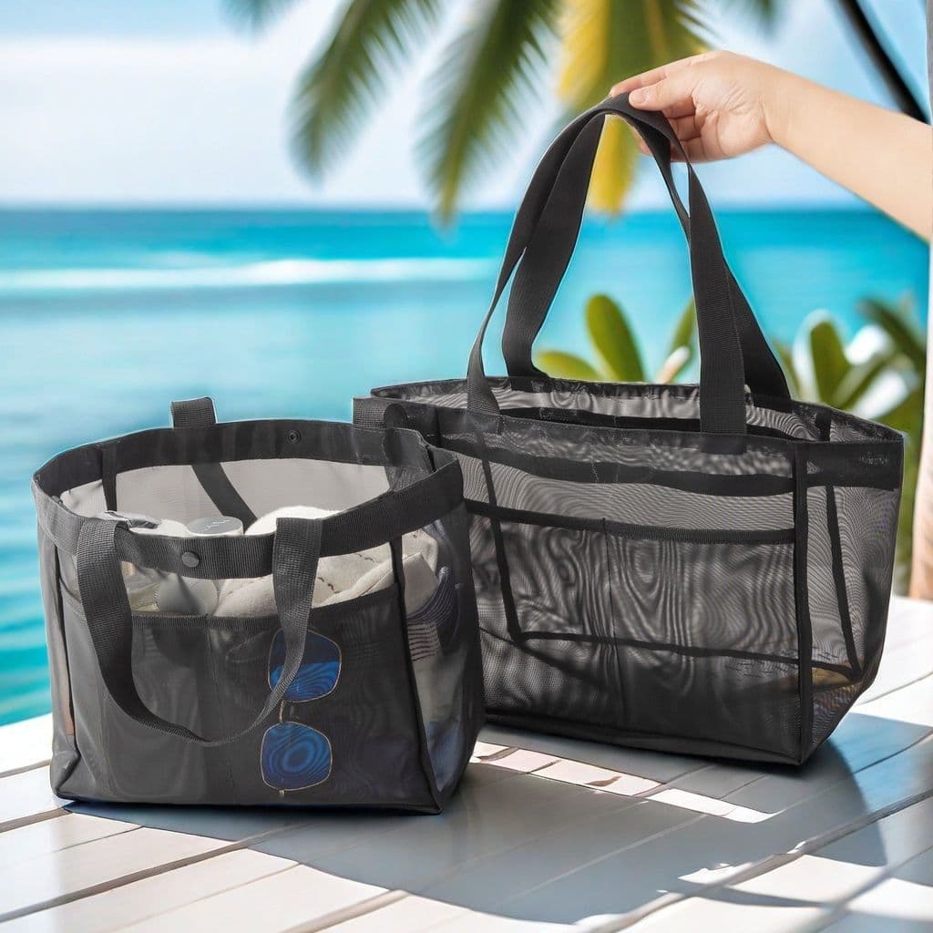 Large-Capacity Mesh Hollow-Out Shopping Bag Transparent Portable Single-Shoulder Beach Bag Mall Handbag Wholesale Underarm Bag