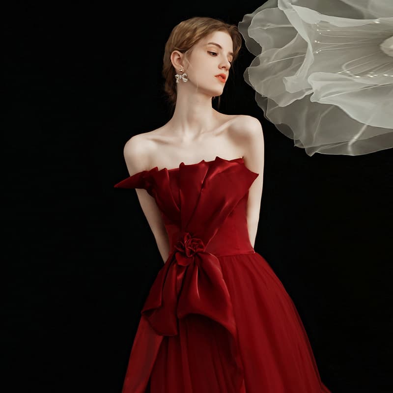 2026 New Arrival Bridesmaid Dress Banquet Hostess Engagement Women Elegant Petite One-Shoulder Red Evening Gown