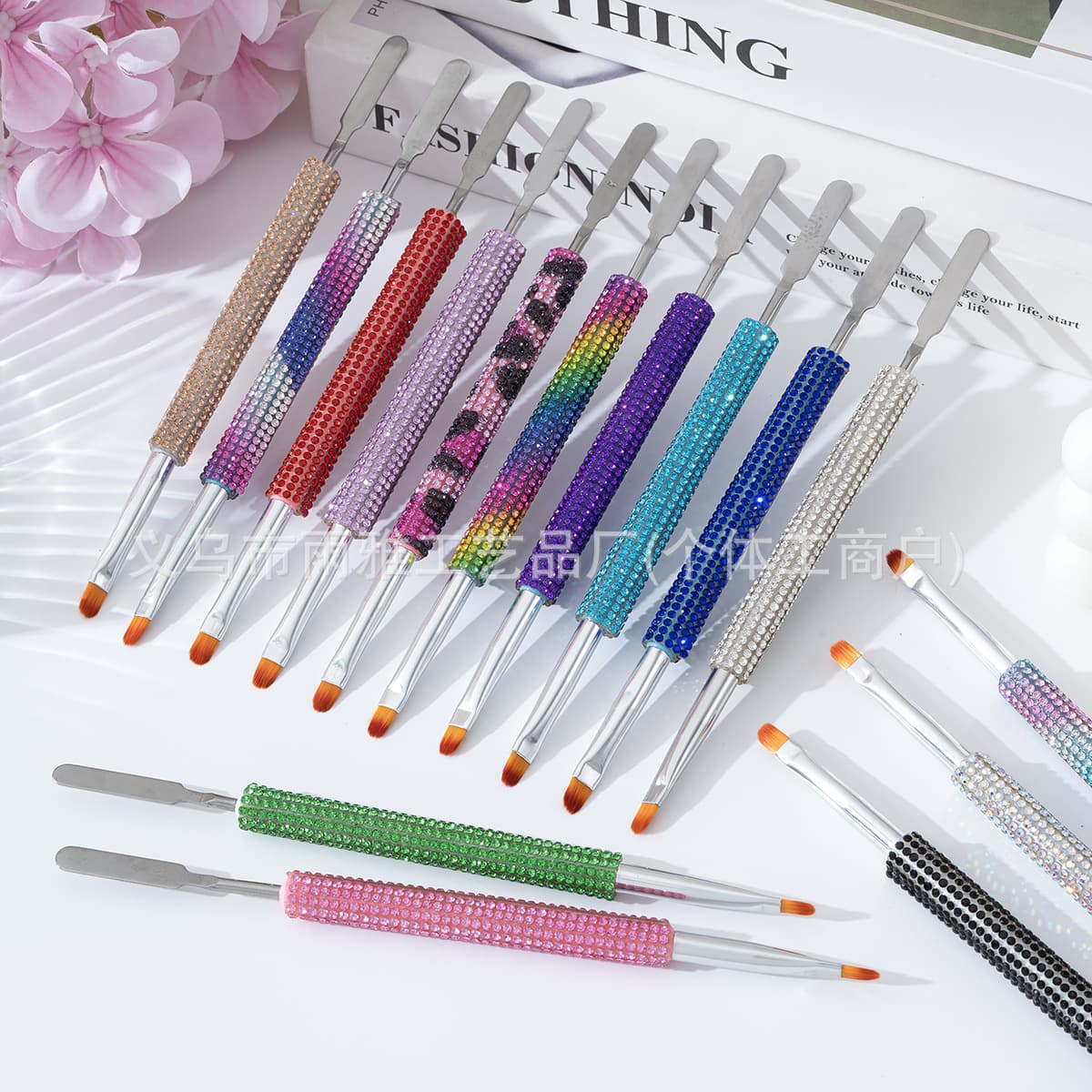 High-End Creative Full-Diamond Glue Stick Manicure Tool Glue Stick Manicure Color Stick Stainless Steel Nail Polish Glue Stick