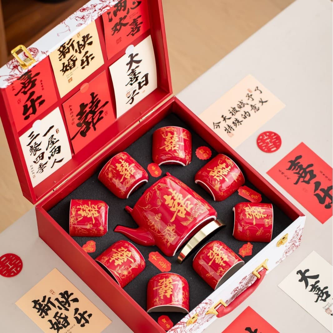 Special Wedding Gift for Newlyweds: High-Quality Rose Tea Set for Bride, Practical Engagement Dowry and Souvenir