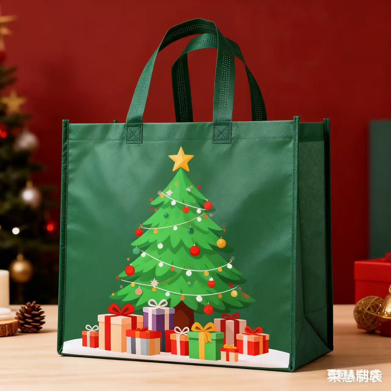 Christmas gift bags with handles, custom non-woven holiday gift sacks, and festive non-woven companion gift bags.