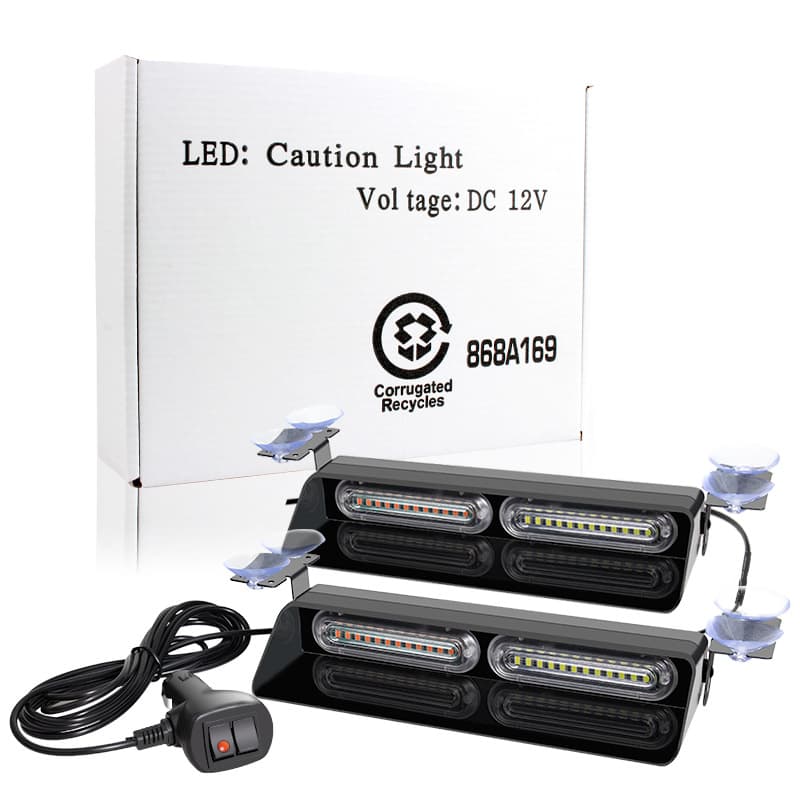 One-to-Two 24LED Dashboard Windshield Safety Flashing Light Truck Emergency Strobe Warning Light with Suction Cup