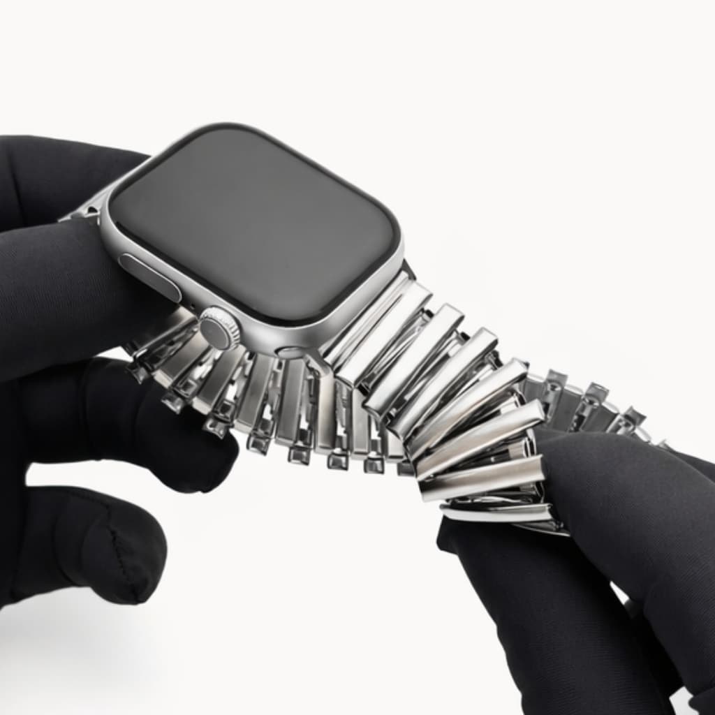 Cross-border Hot Selling Stainless Steel Spring Band Lightweight Breathable Stretchable Compatible Apple Watch Band Chain
