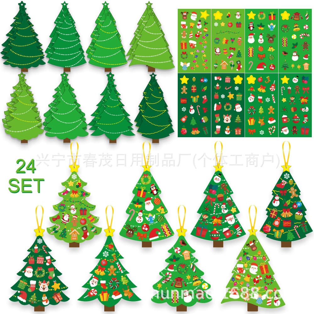 025 New Hot Selling Children's Cartoon Ornaments Christmas DIY Card Stickers Christmas Tree Decoration Christmas Gift Set