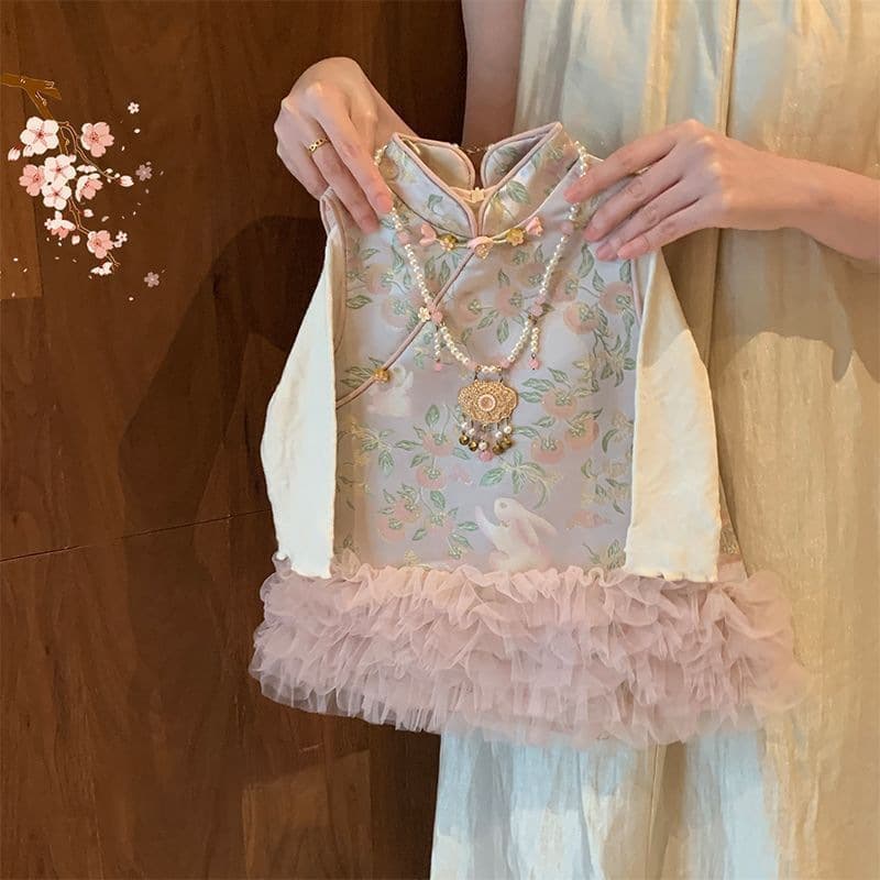 Spring and autumn new baby cheongsam one-year-old dress baby girl temperament buckle design vest dress new Chinese suit
