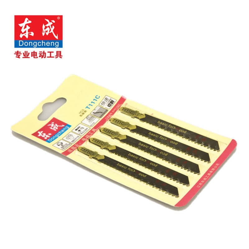 Dongcheng scroll saw blades for metal, wood, and aluminum, models T144D/244D/111C with fine and coarse teeth
