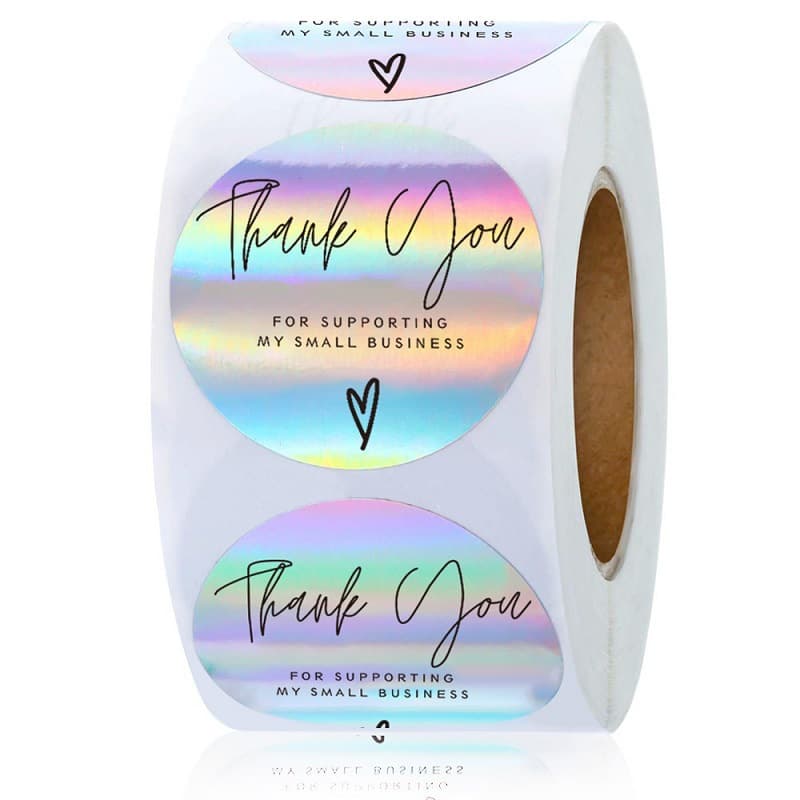 500/roll rainbow laser stickers thank you for purchasing commercial decorative self-adhesive labels