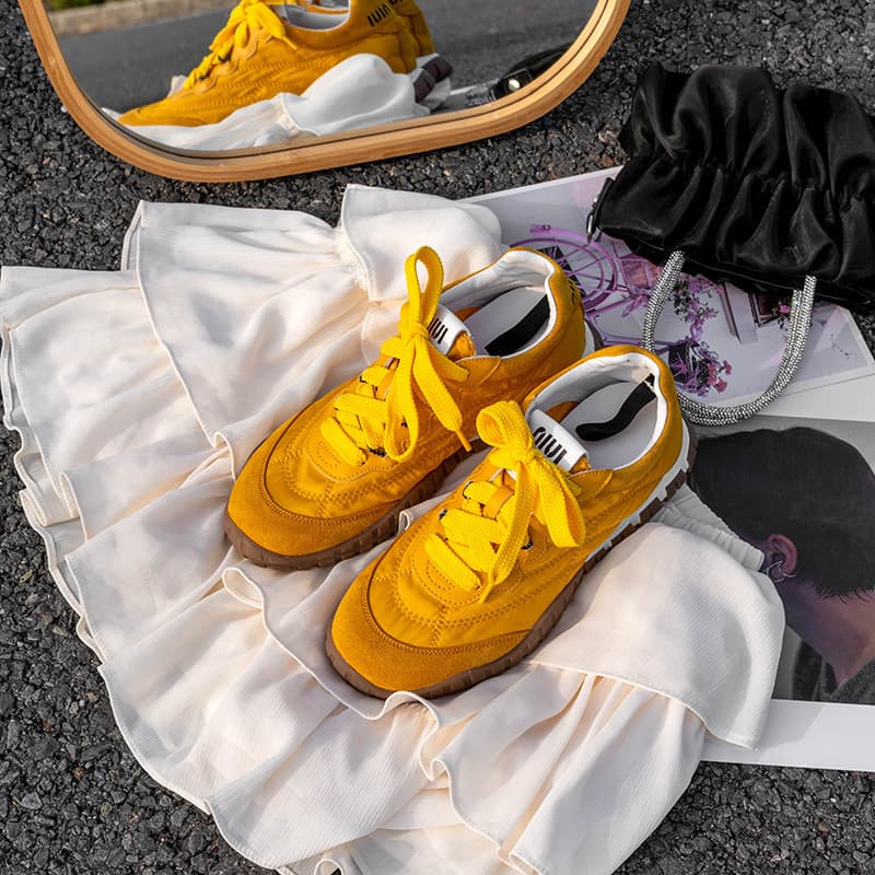 New 2025 Women's Dequan Casual Shoes Retro Laced Tire Sole Rubber Bottom Comfortable Breathable Sporty Footwear for Spring Summer