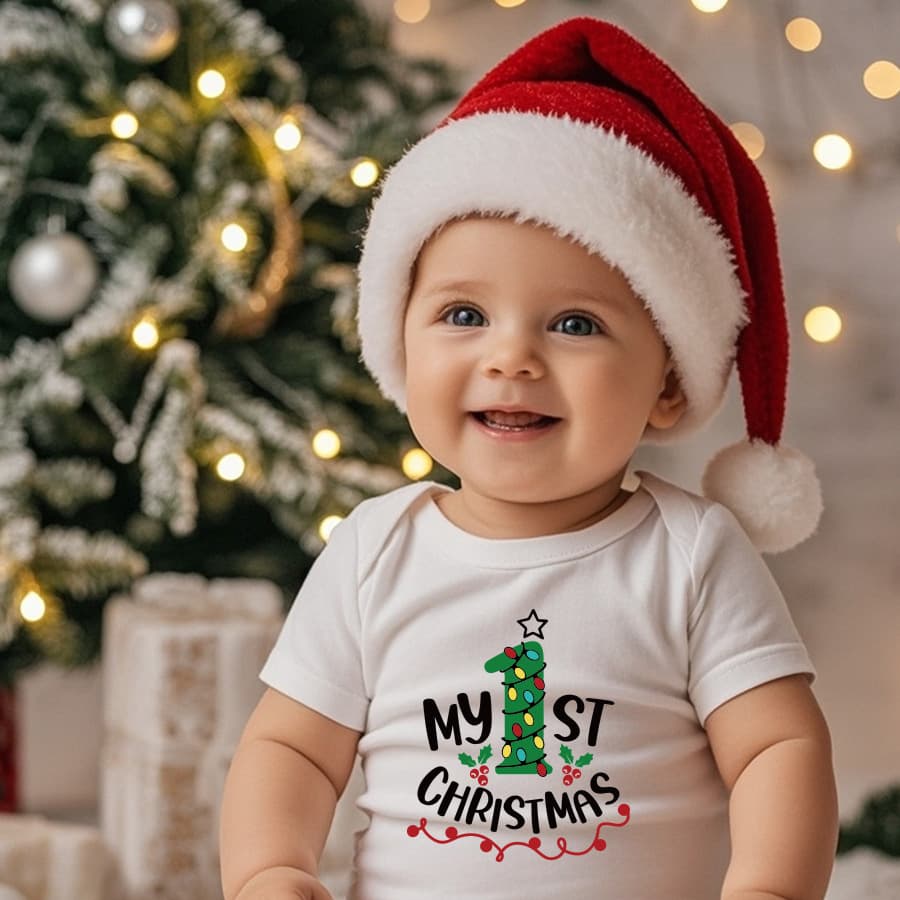 My First Christmas Breathable Pure Cotton Short-Sleeve Bodysuit Baby Christmas First Christmas Onesie