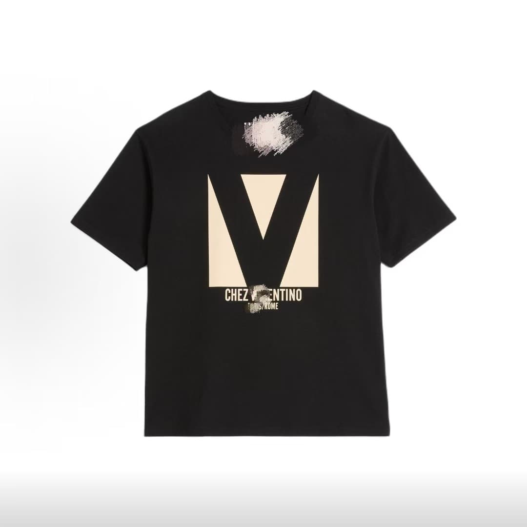 Summer New Crew Neck Classic Print Craft Valentino Style Cross-Border Foreign Trade Unisex T-Shirt