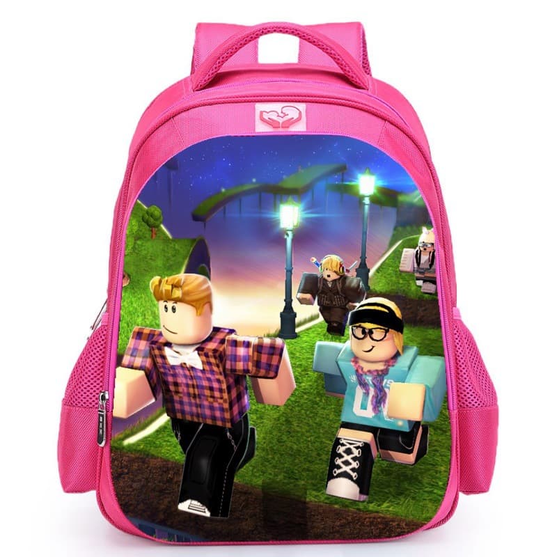 Kids Lightweight Oxford Cloth Backpack - Roblox Series Cartoon Print Bag