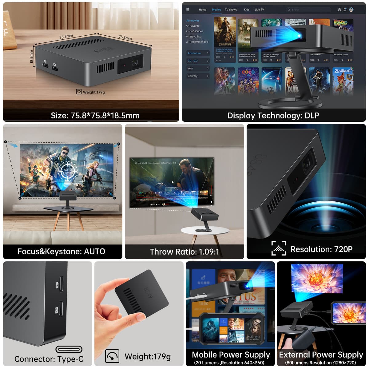 2025 New Model 8849 MARS 1 Projector, HD Portable Business Gift, Hong Kong Delivery