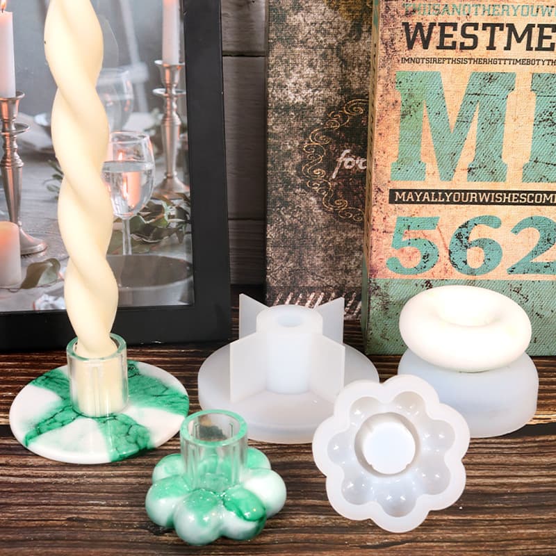 DIY Handmade New European Candle Holder Silicone Mold Spiral Long Candle Base Resin Mold Cross-Border Hot Sale