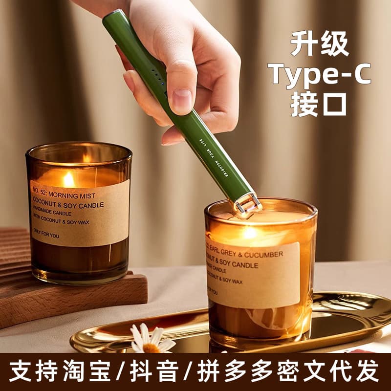 Aromatherapy Candle Pulse Igniter Electronic Rechargeable Long Handle Lighter Ignition Stick Type-C