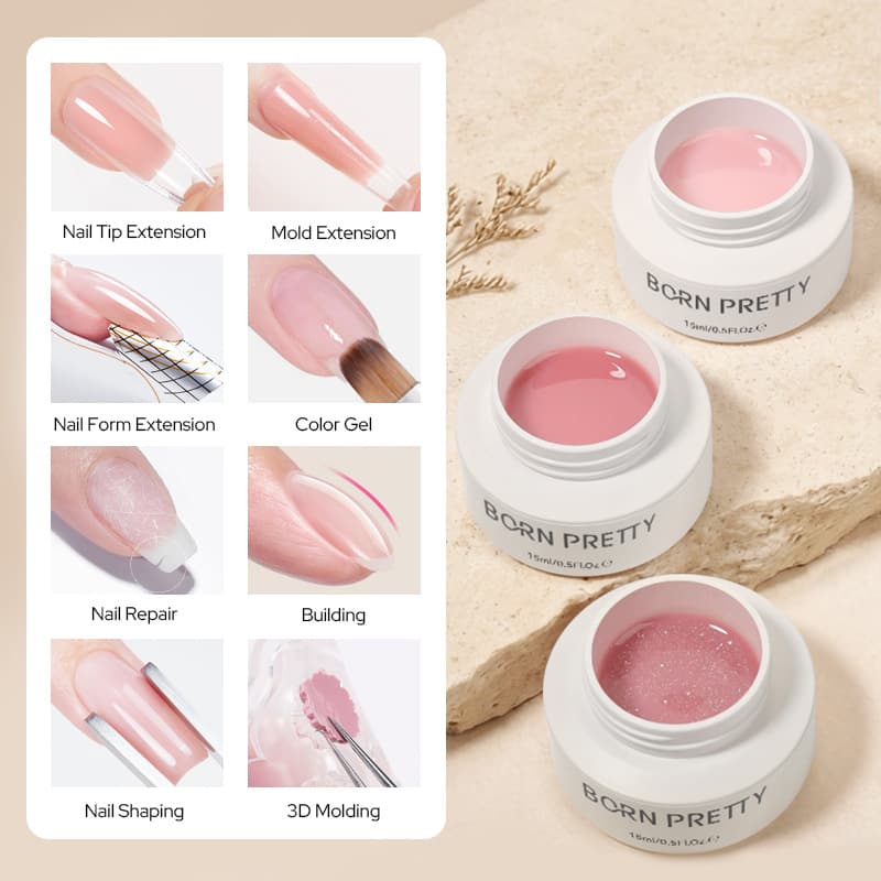 BORN PRETTY cross-border eight-in-one manicure boxed milk extension glue quick extension multi-functional phototherapy glue