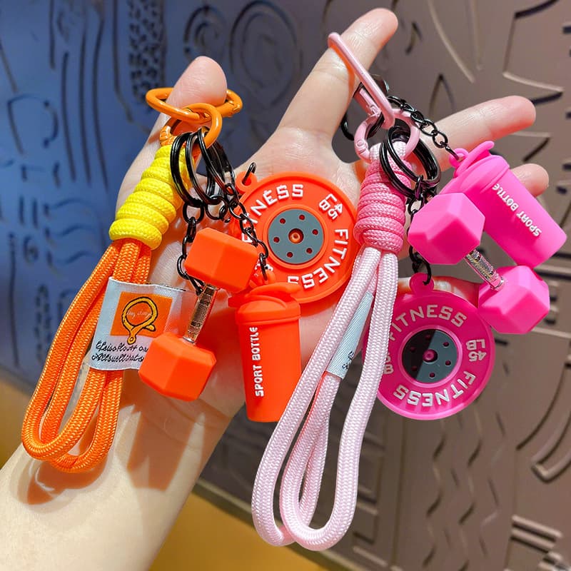 Creative Sports Barbell Keychain, Exercise Training Dumbbell Water Bottle, Gym Gift, Backpack Charm, Wholesale