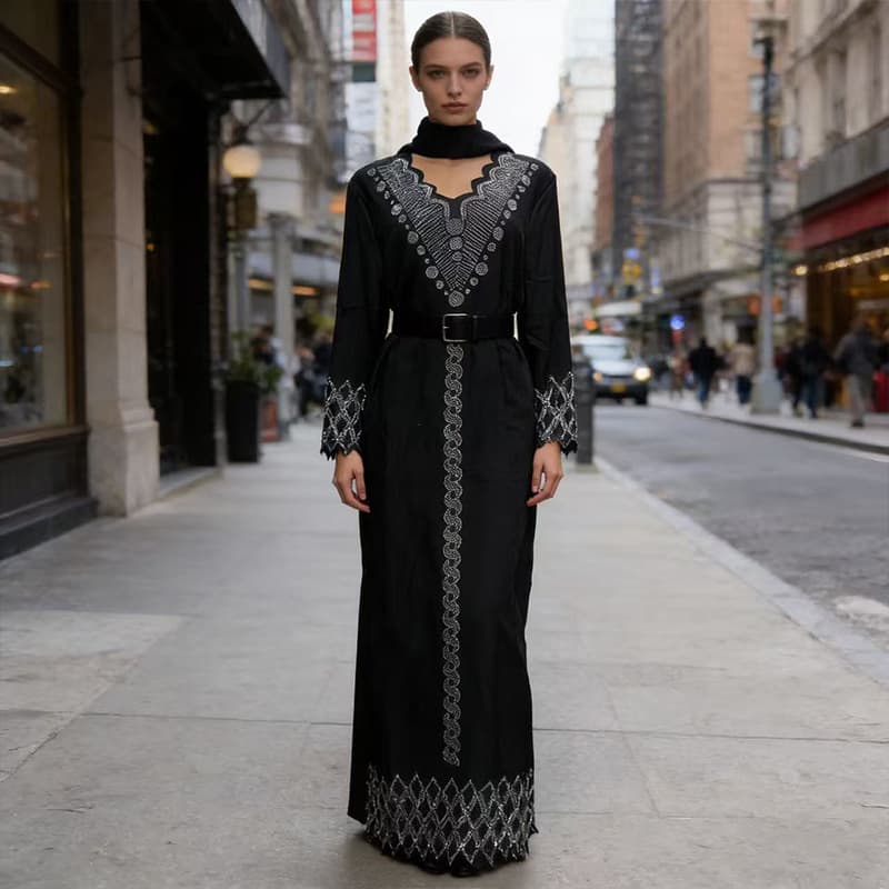 2026 new cross-border robe dress for women, long-sleeved, elegant and long-sleeved dress