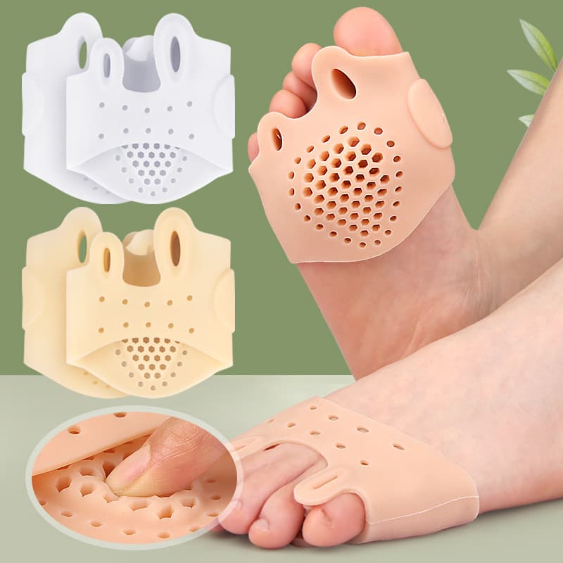 Double-Hole Bunion Separator with Perforated Arch Support, Thickened Cushioning Massage Forefoot Pad, Big Toe Correction Sleeve