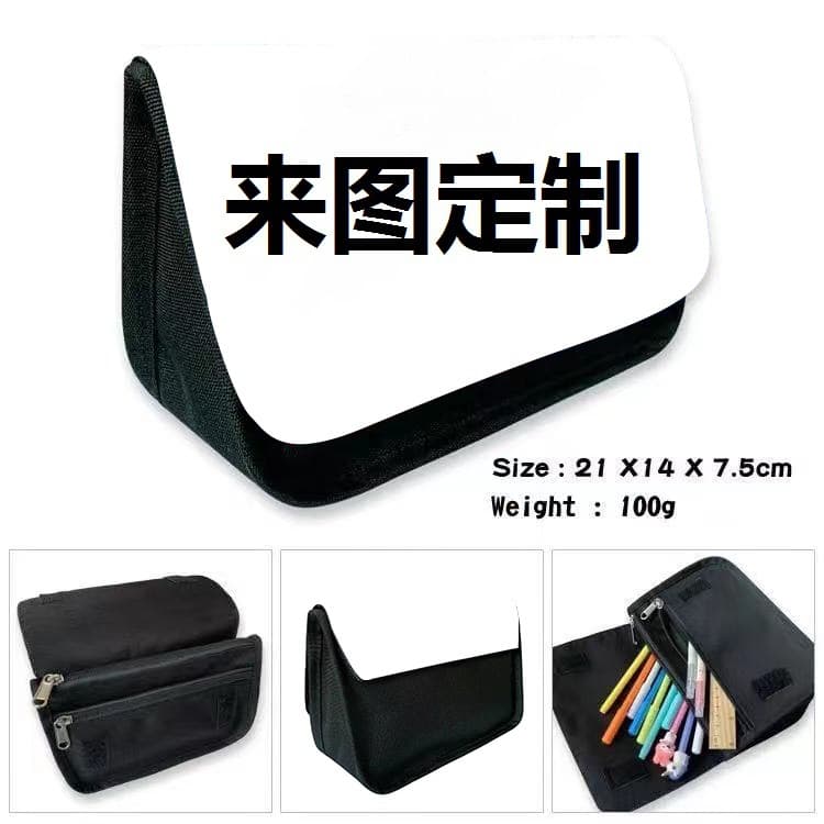 Triangular Double Layer Flip Pen Pen Bag 3D Printed Large Capacity Pencil Student Stationery Box DIY Dropshipping