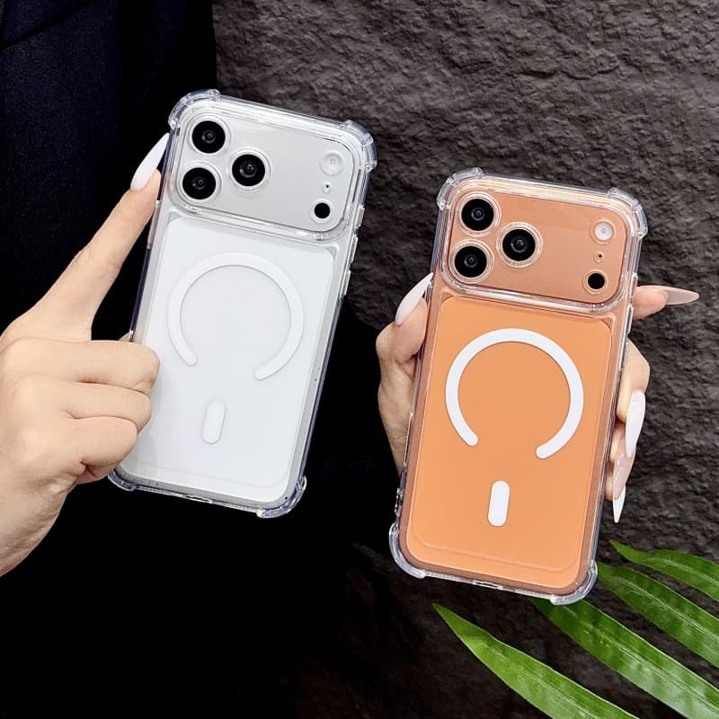 Compatible with iPhone 17 Pro Max Case, 17 Pro Four-Corner Transparent Magnetic, iPhone 16 Simple Anti-Drop Protective Cover