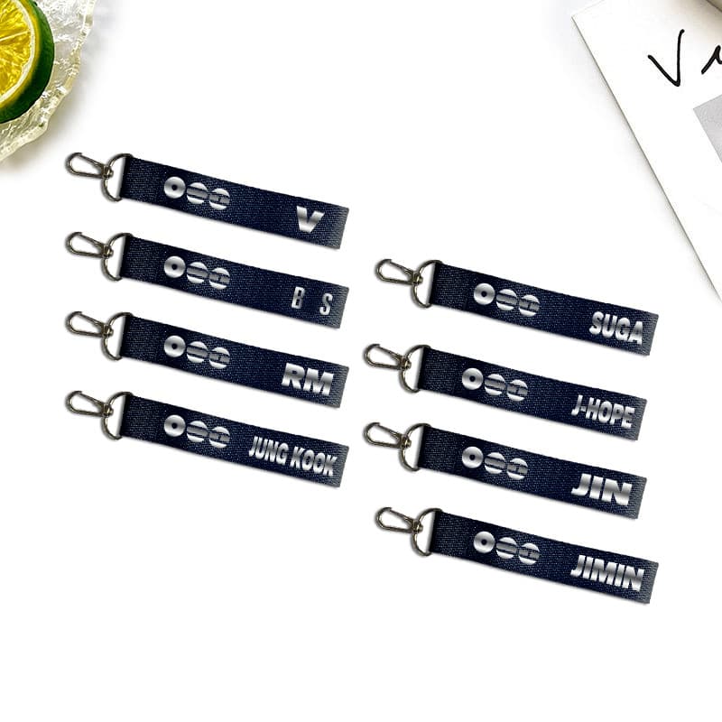 BTS Phone Strap Name Tag Lanyard Phone Woven Strap Heat Transfer Nylon Lanyard Merchandise