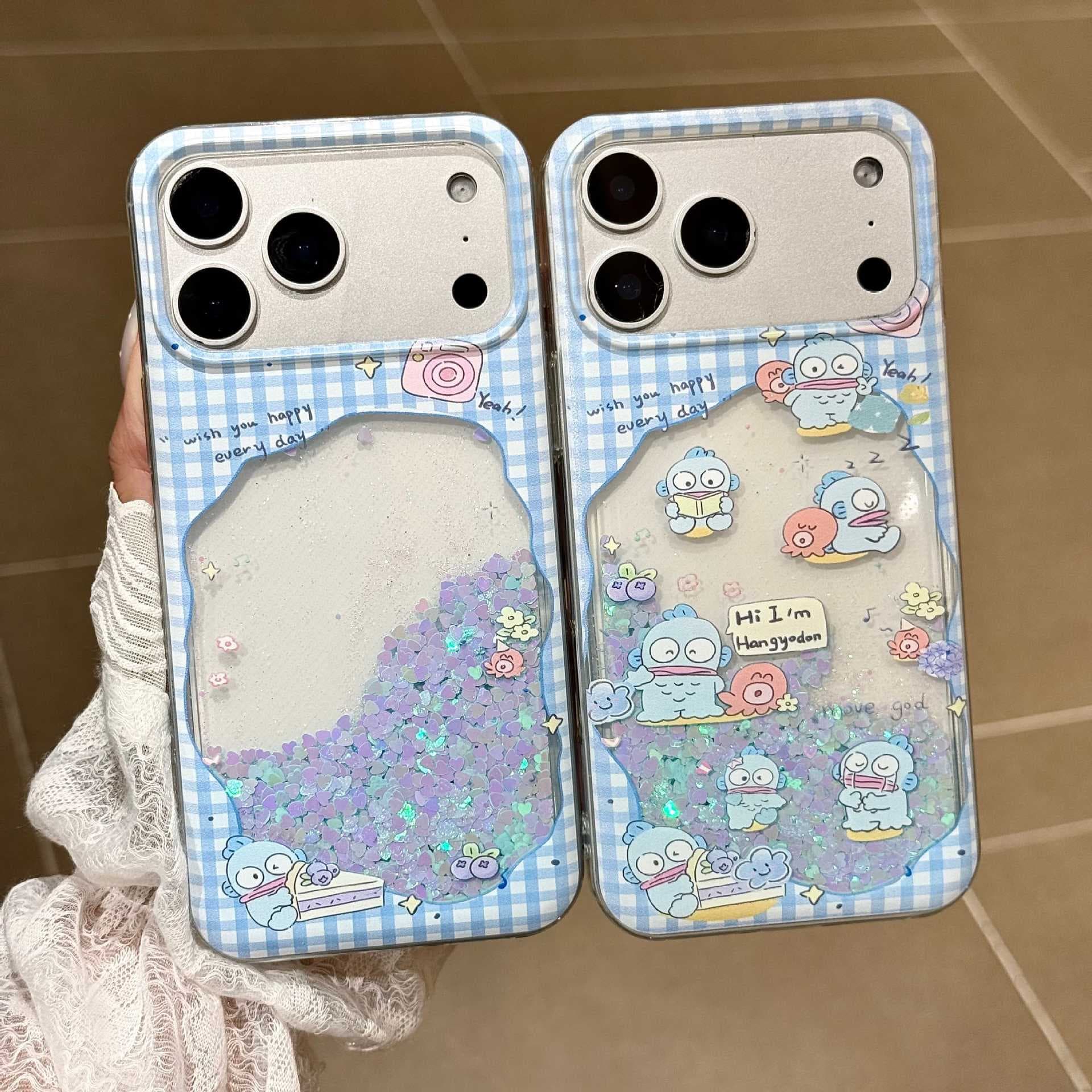 Blue quicksand clownfish suitable for Apple 17 promax mobile phone case cartoon iPhone 16 cute creative 15 anti-fall