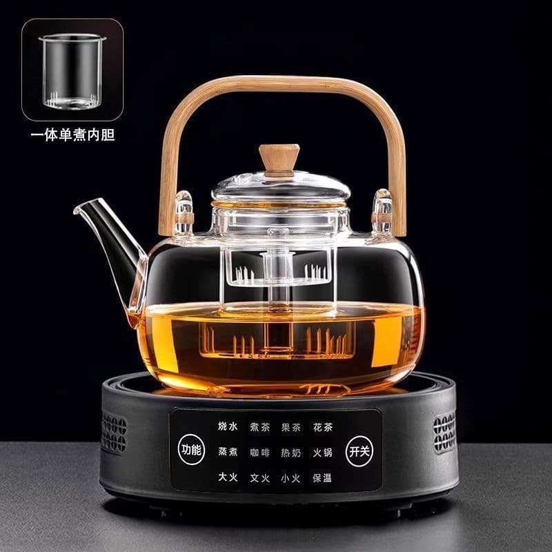 Electric Ceramic Tea Stove for Home, 1500W, for Tea Pot Boiling, Glass Kettle, Herbal Tea, Fully Automatic Full Set