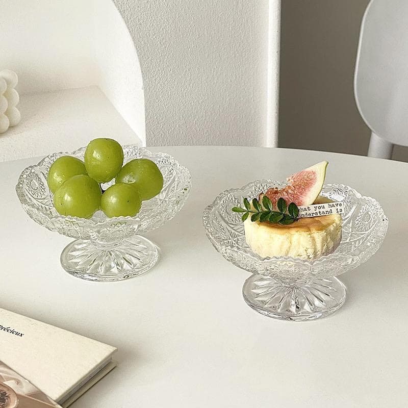 Glass Tall Fruit Plate, Front Desk Candy Plate, Home Creative Small Exquisite Dessert Snack Display Plate