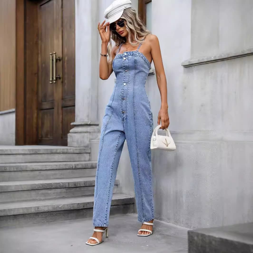 Unique Street Tank Denim Trousers Women's Clothing New Style European and American Cross-Border Amazon Product