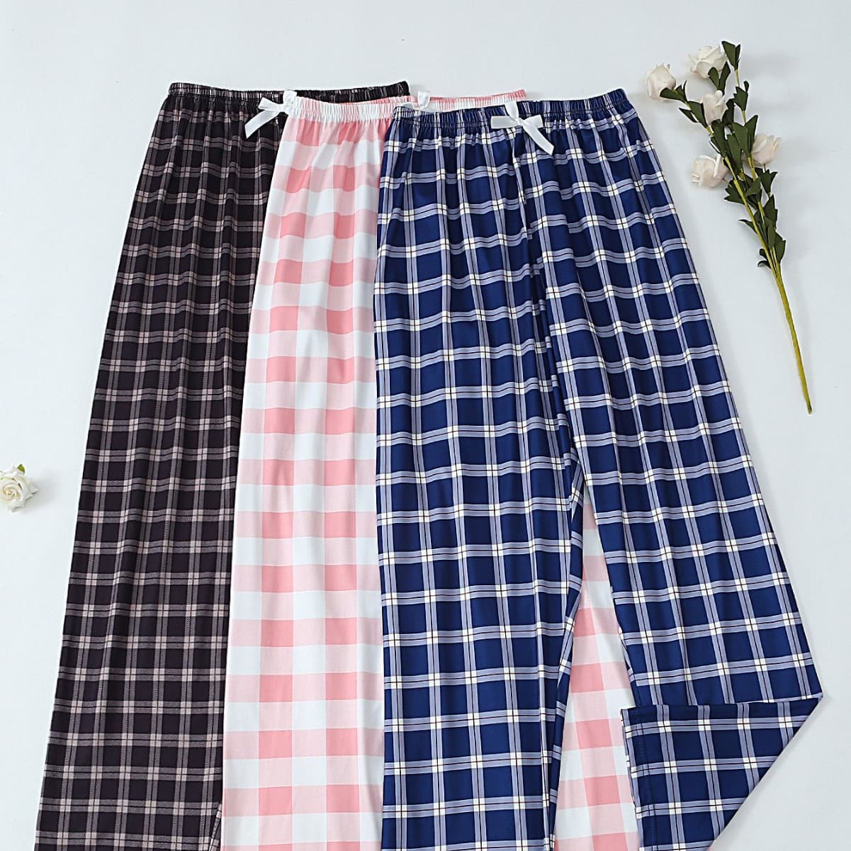 Women's Casual Breathable Plaid Long Pajama Pants, European and American Style, Wholesale Home Pants