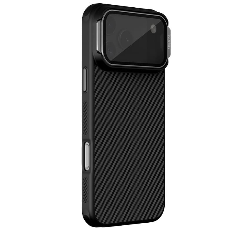 NILLKIN Case for iPhone 18 Pro Max, Kevlar Magnetic Phone Case, Transparent Lens Cover Stand Back Shell