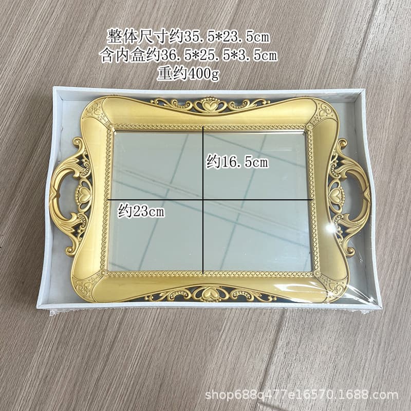 European French Style Bedroom Makeup Mirror with Carved Frame, Ambiance Practical Mirror, Showroom Fashion Decorative Wall Mirror