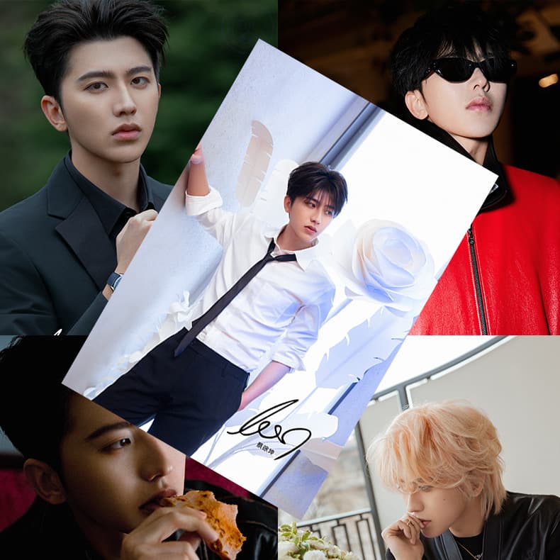 Cai Xukun Poster Set of 8 HD Art Paper Celebrity Merchandise Signed Photos Dorm Wall Sticker Decor