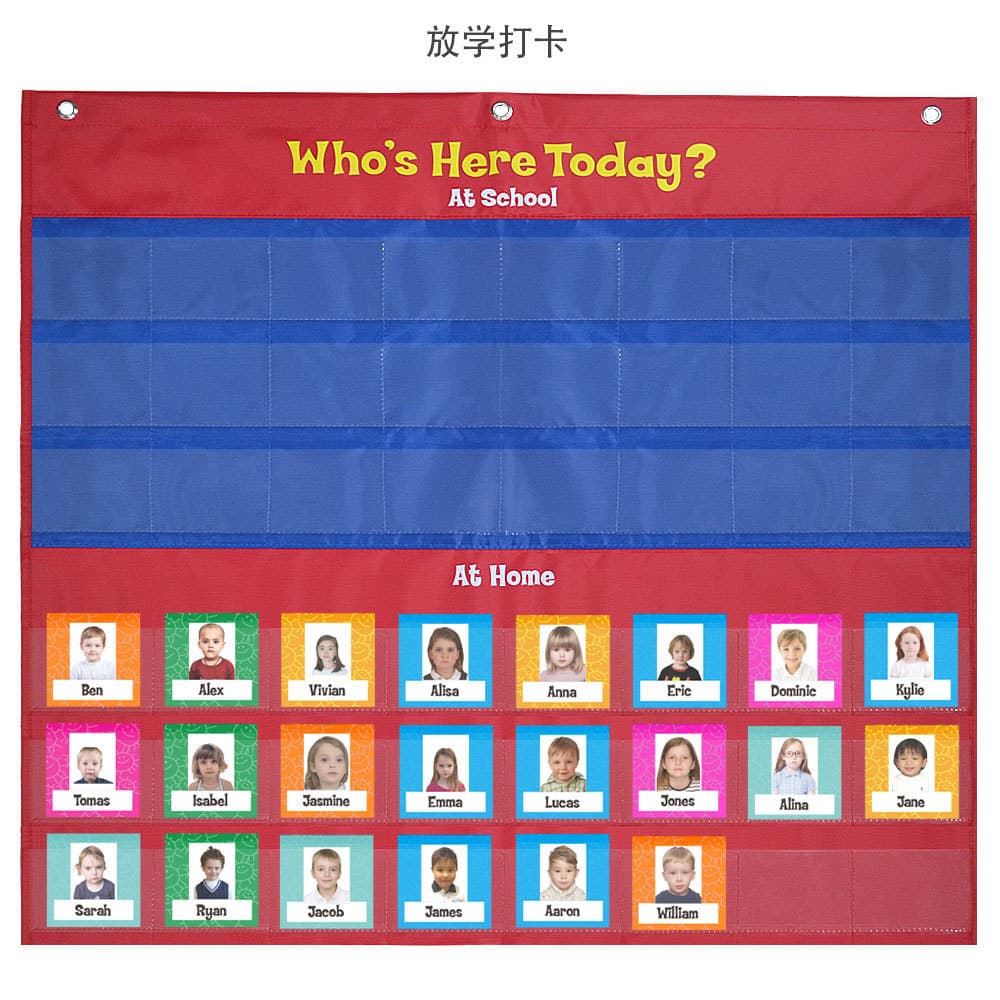 In Stock Amazon Supply School Student Attendance Hanging Pockets, Sign-in Pockets with Photo Attachment